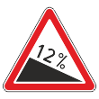 Дорожный знак 1.13 «Крутой спуск» (металл 0,8 мм, I типоразмер: сторона 700 мм, С/О пленка: тип А инженерная)